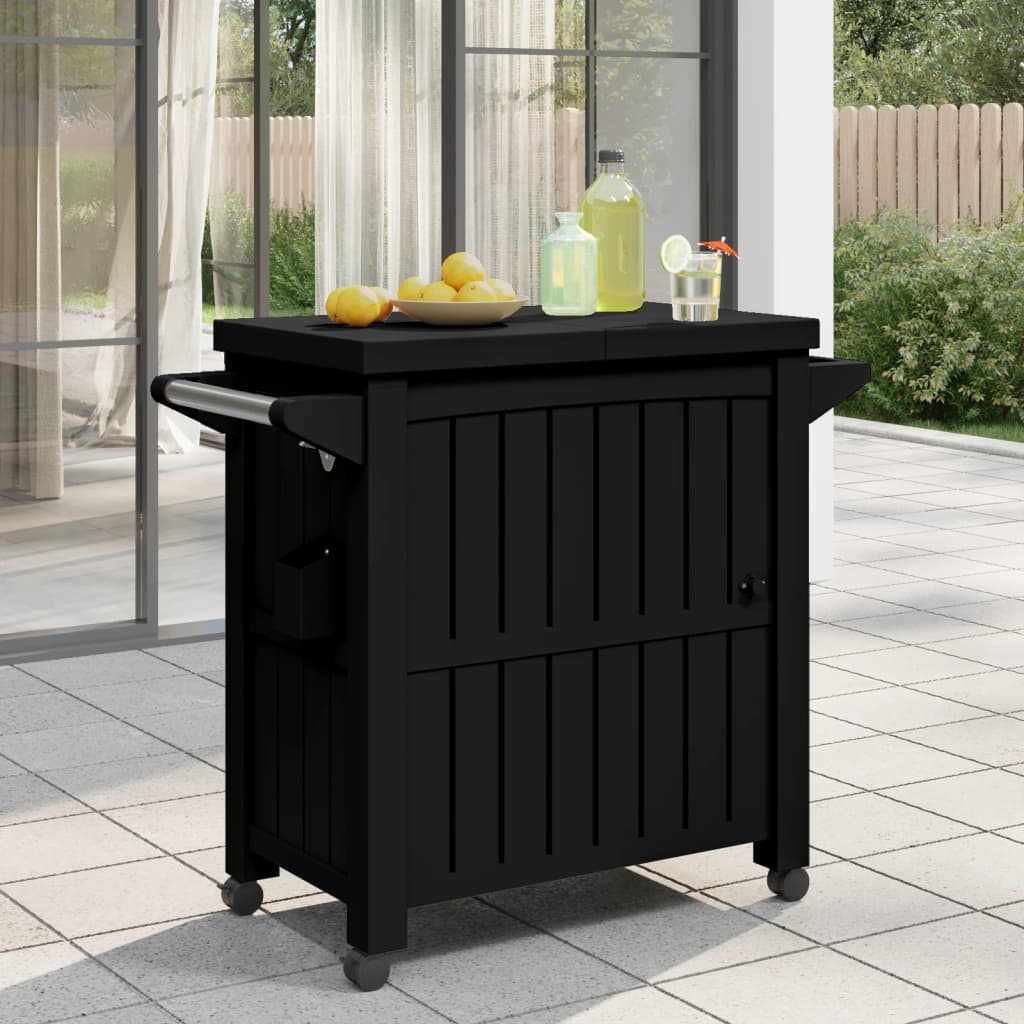 vidaXL 3-in-1 Serving Cart Black Polypropylene-3