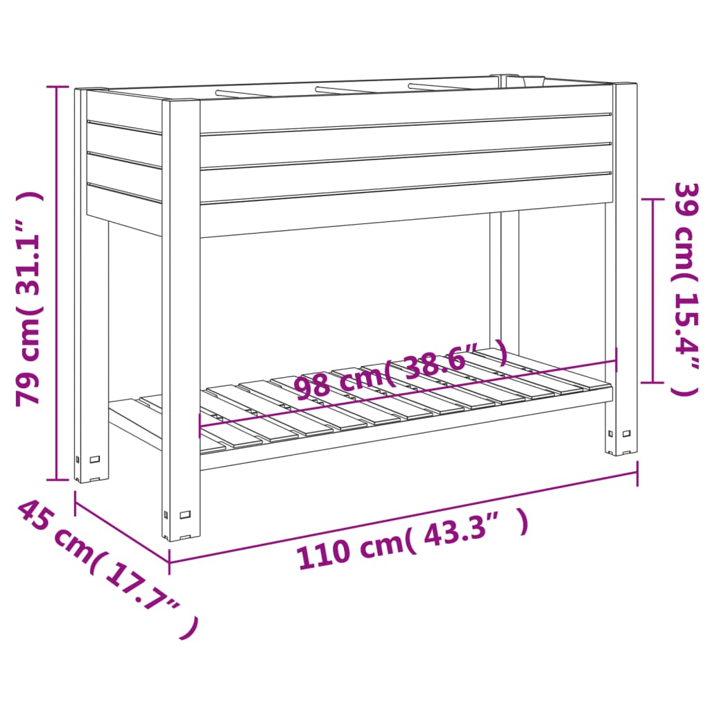 vidaXL Raised Garden Bed Outdoor Planter Box with Storage Shelf Polypropylene-11