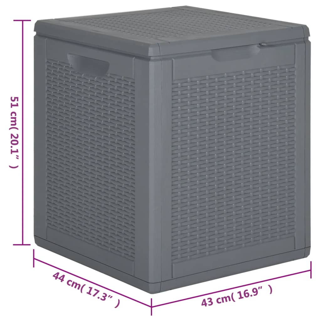 vidaXL Patio Storage Box Gray PP Rattan 23.8 gal-5