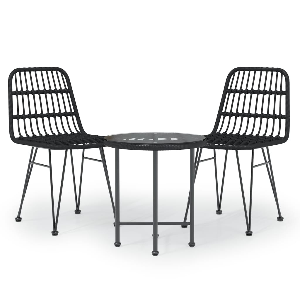 vidaXL Bistro Set Outdoor Patio Balcony Table and Chairs Rattan Look 3 Piece-1