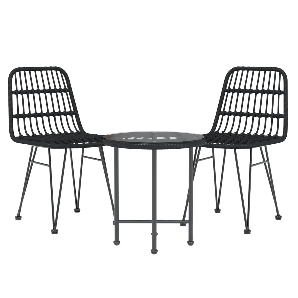 vidaXL Bistro Set Outdoor Patio Balcony Table and Chairs Rattan Look 3 Piece-9