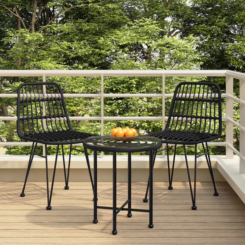 vidaXL Bistro Set Outdoor Patio Balcony Table and Chairs Rattan Look 3 Piece-3