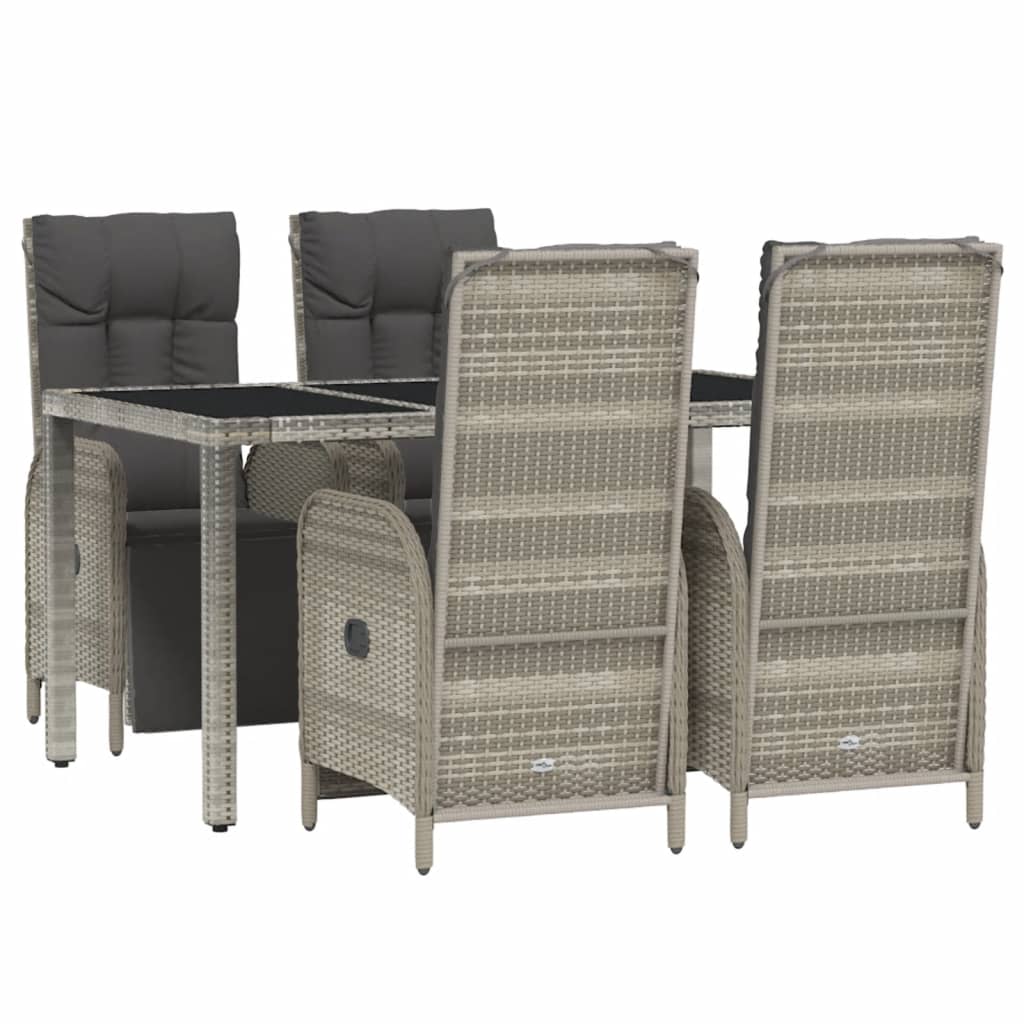 vidaXL 5 Piece Patio Dining Set with Cushions Gray Poly Rattan-1