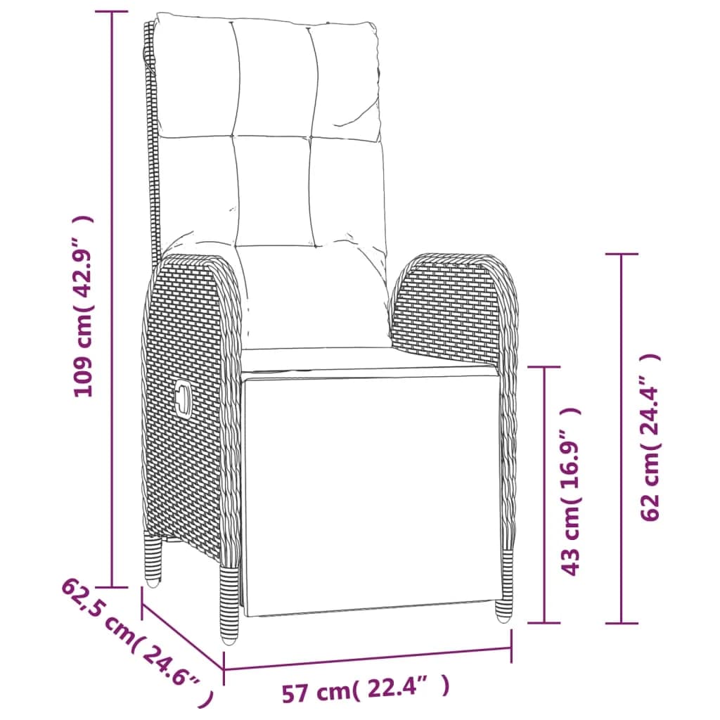 vidaXL 5 Piece Patio Dining Set with Cushions Gray Poly Rattan-7