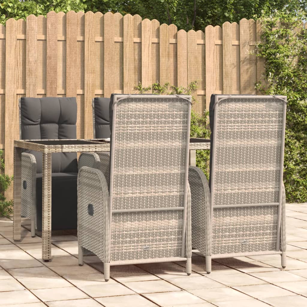 vidaXL 5 Piece Patio Dining Set with Cushions Gray Poly Rattan-0