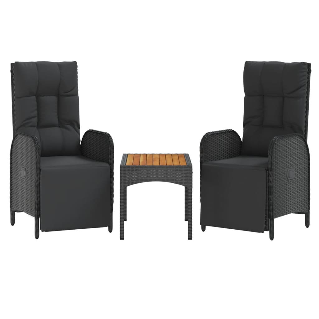 vidaXL 4 Piece Patio Dining Set with Cushions Black Poly Rattan-2