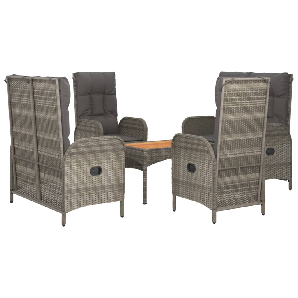 vidaXL 5 Piece Patio Dining Set with Cushions Gray Poly Rattan-1