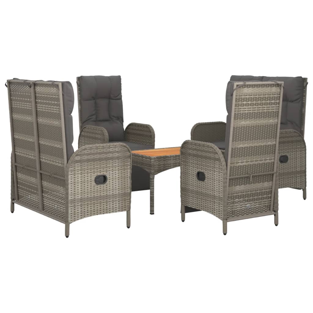 vidaXL 5 Piece Patio Dining Set with Cushions Gray Poly Rattan-1