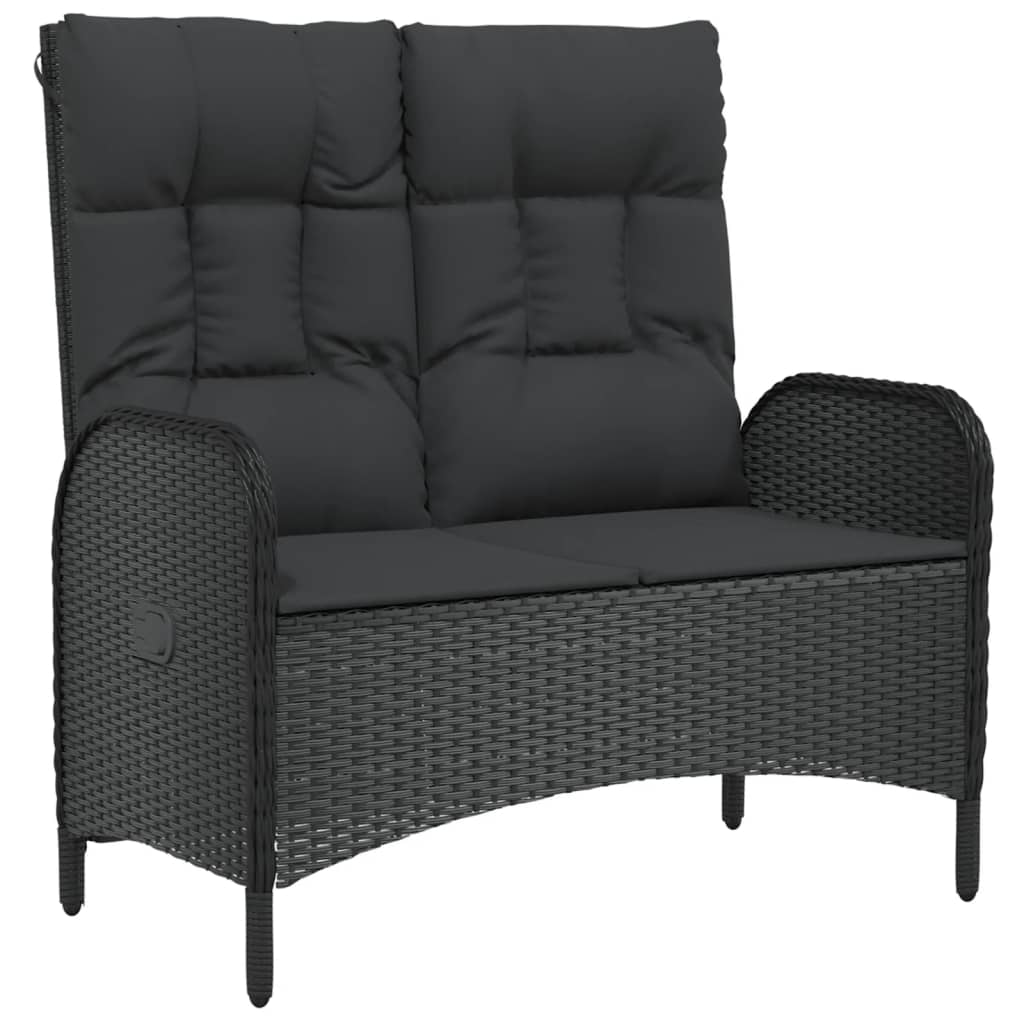 vidaXL 3 Piece Patio Dining Set with Cushions Black Poly Rattan-4