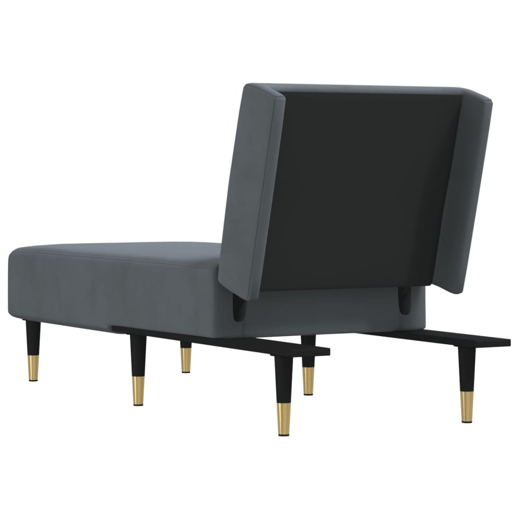 vidaXL Chaise Longue Black Velvet-4