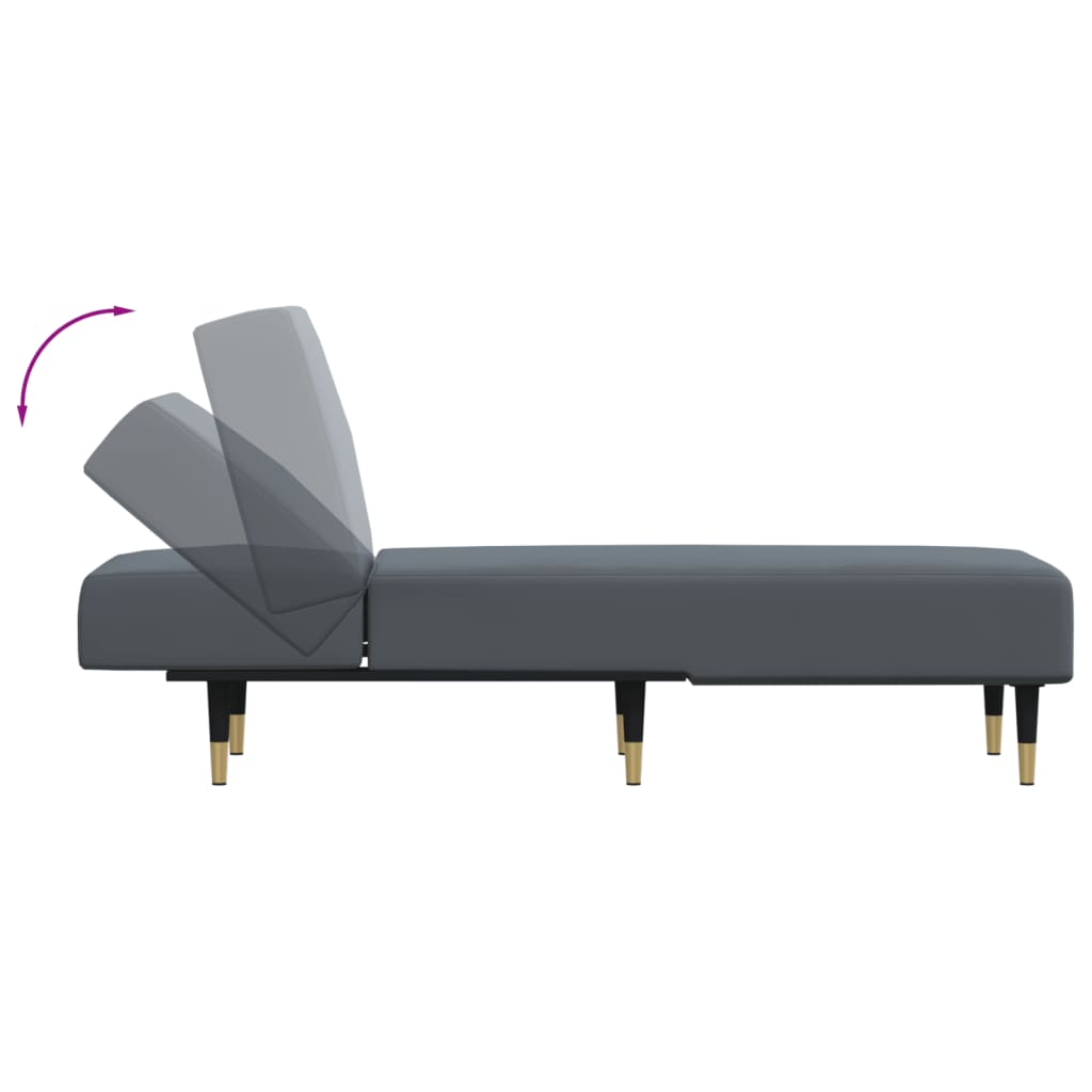 vidaXL Chaise Longue Black Velvet-6