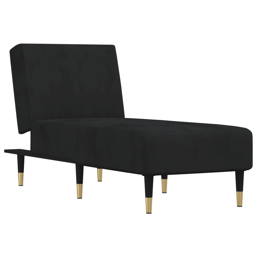 vidaXL Chaise Longue Black Velvet-1