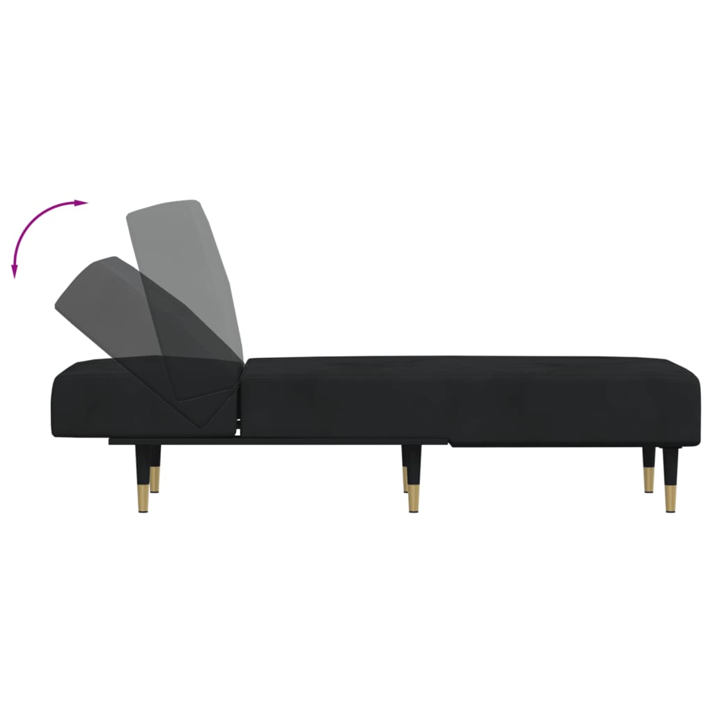 vidaXL Chaise Longue Black Velvet-15