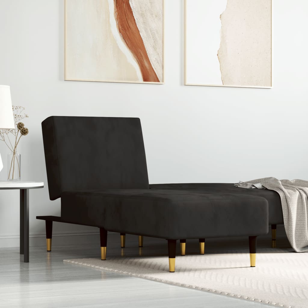 vidaXL Chaise Longue Black Velvet-3