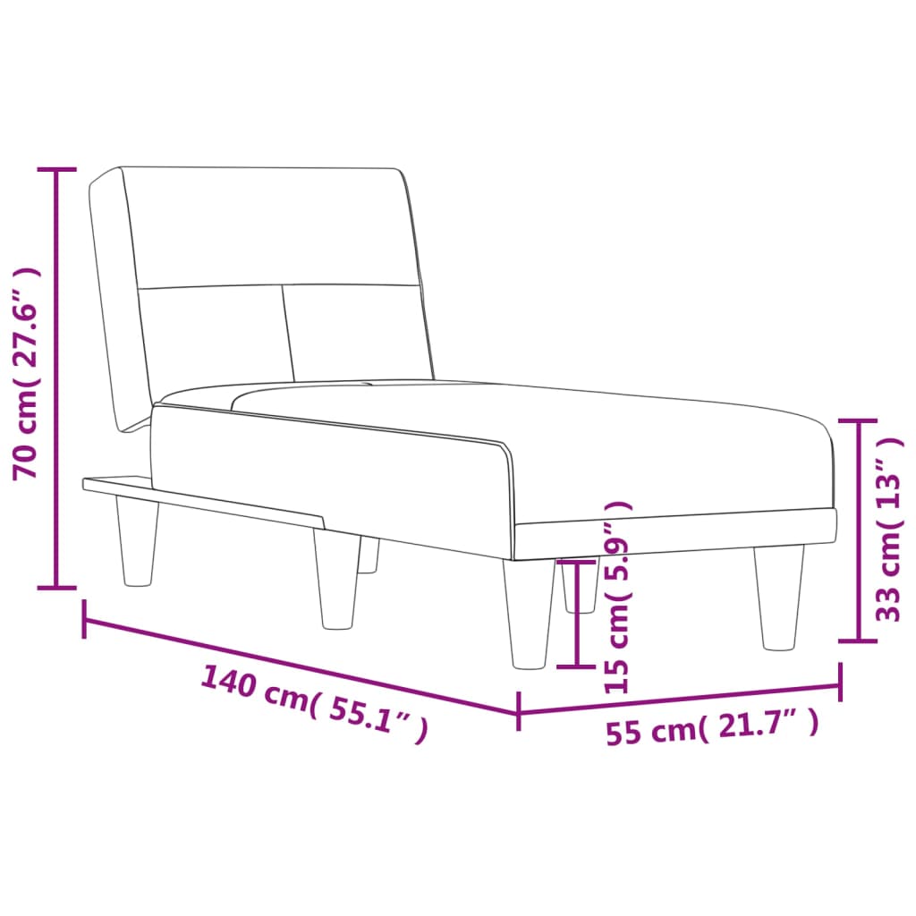 vidaXL Chaise Longue Chair Reclining Chaise Sofa for Living Room Office Velvet-1