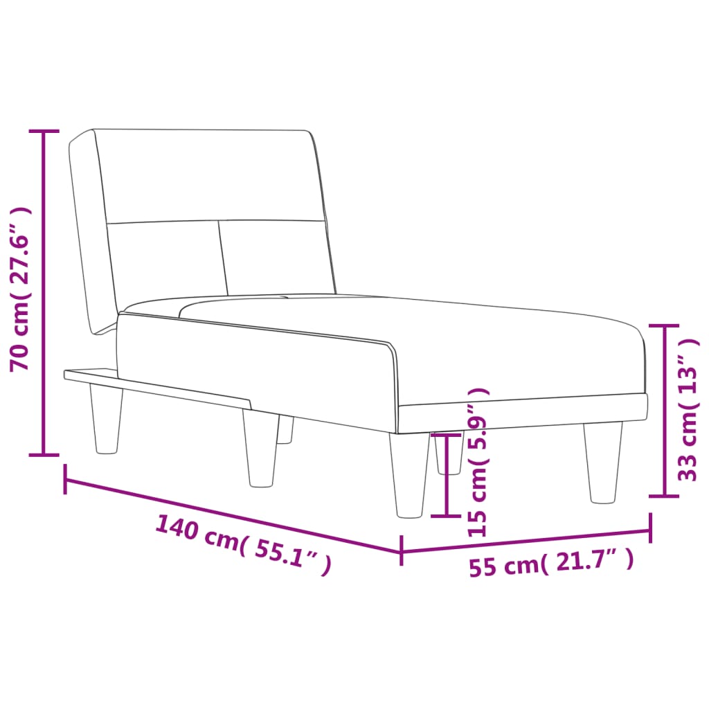 vidaXL Chaise Longue Chair Reclining Chaise Sofa for Living Room Office Velvet-18