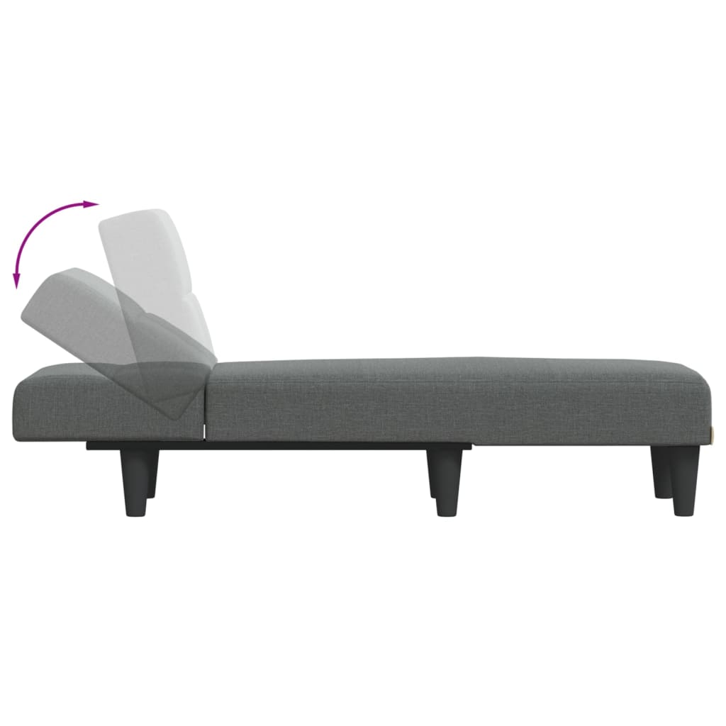 vidaXL Chaise Longue Dark Gray Fabric-6