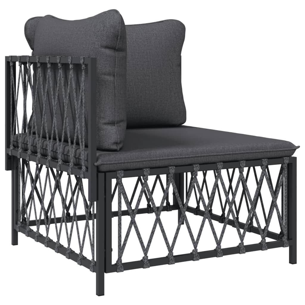 vidaXL 3 Piece Patio Lounge Set with Cushions Anthracite Steel-2