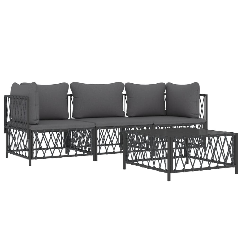 vidaXL 4 Piece Patio Lounge Set with Cushions Anthracite Steel-1