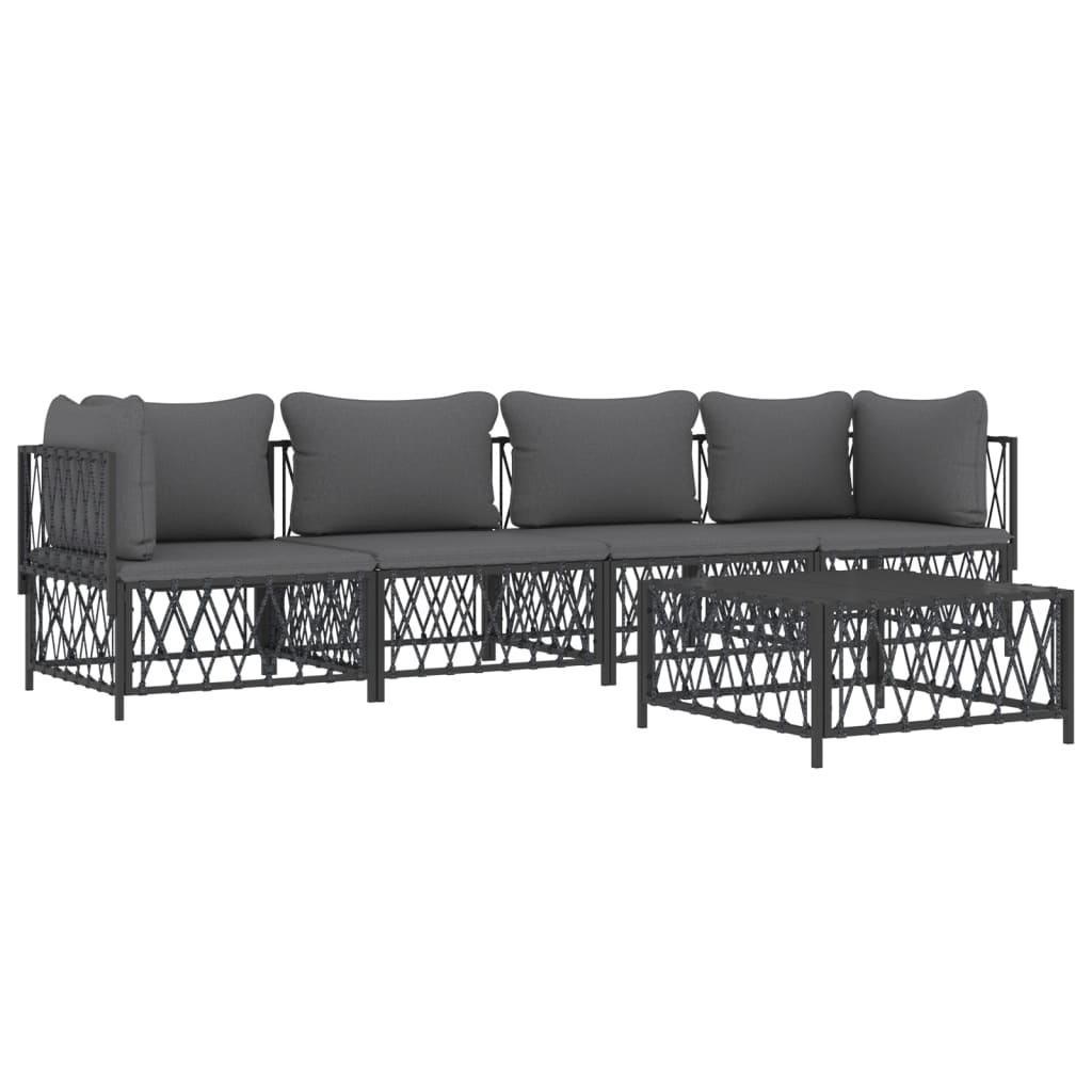 vidaXL 5 Piece Patio Lounge Set with Cushions Anthracite Steel-1