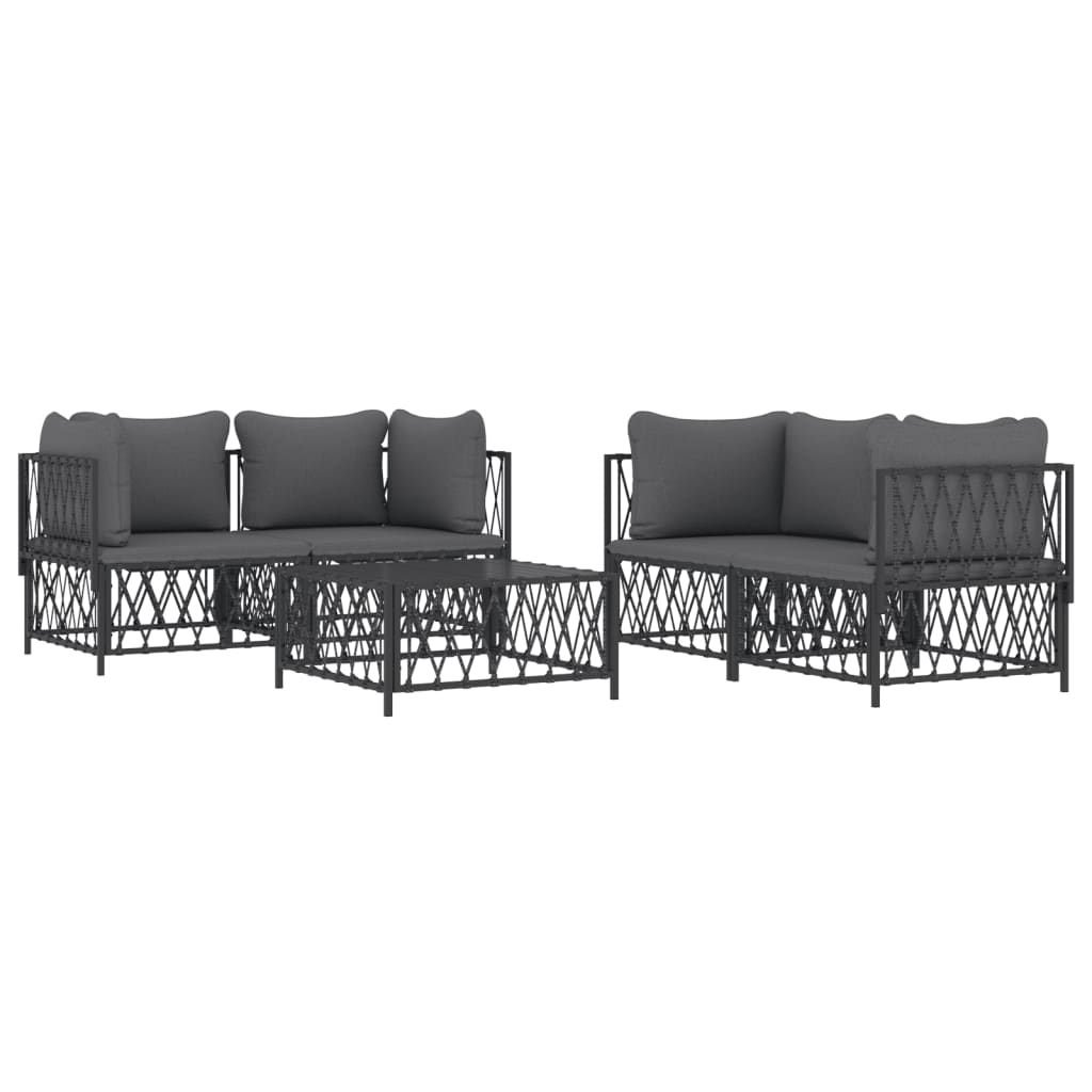 vidaXL 5 Piece Patio Lounge Set with Cushions Anthracite Steel-1