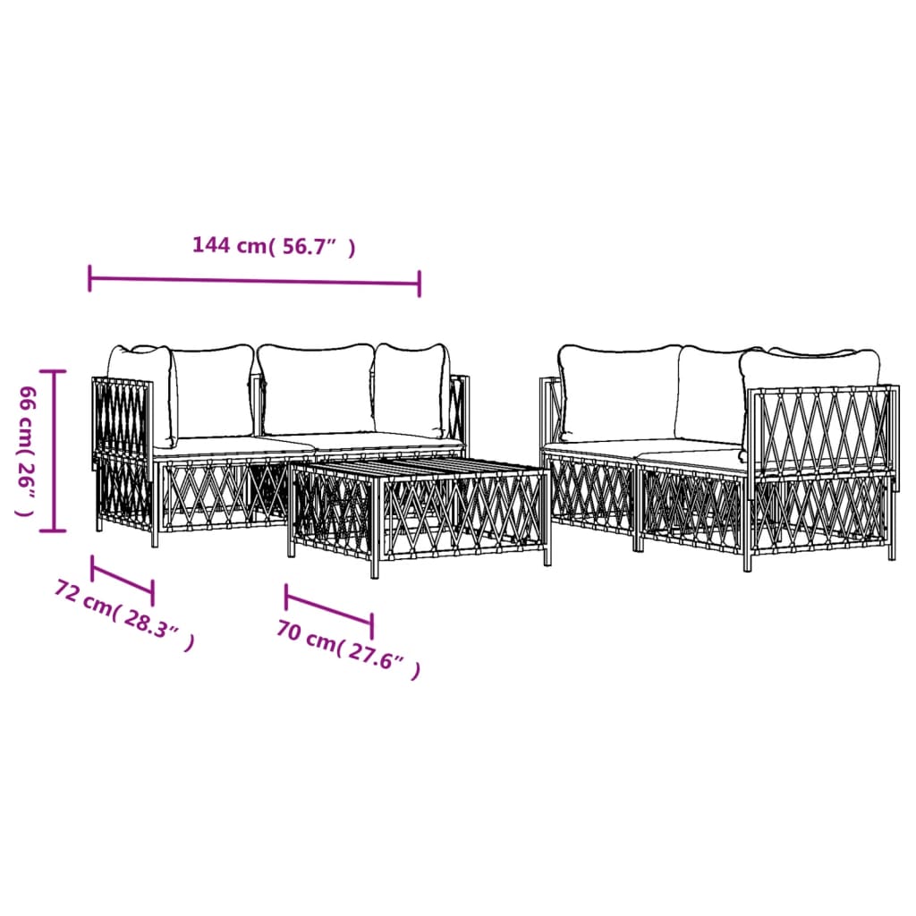 vidaXL 5 Piece Patio Lounge Set with Cushions Anthracite Steel-6