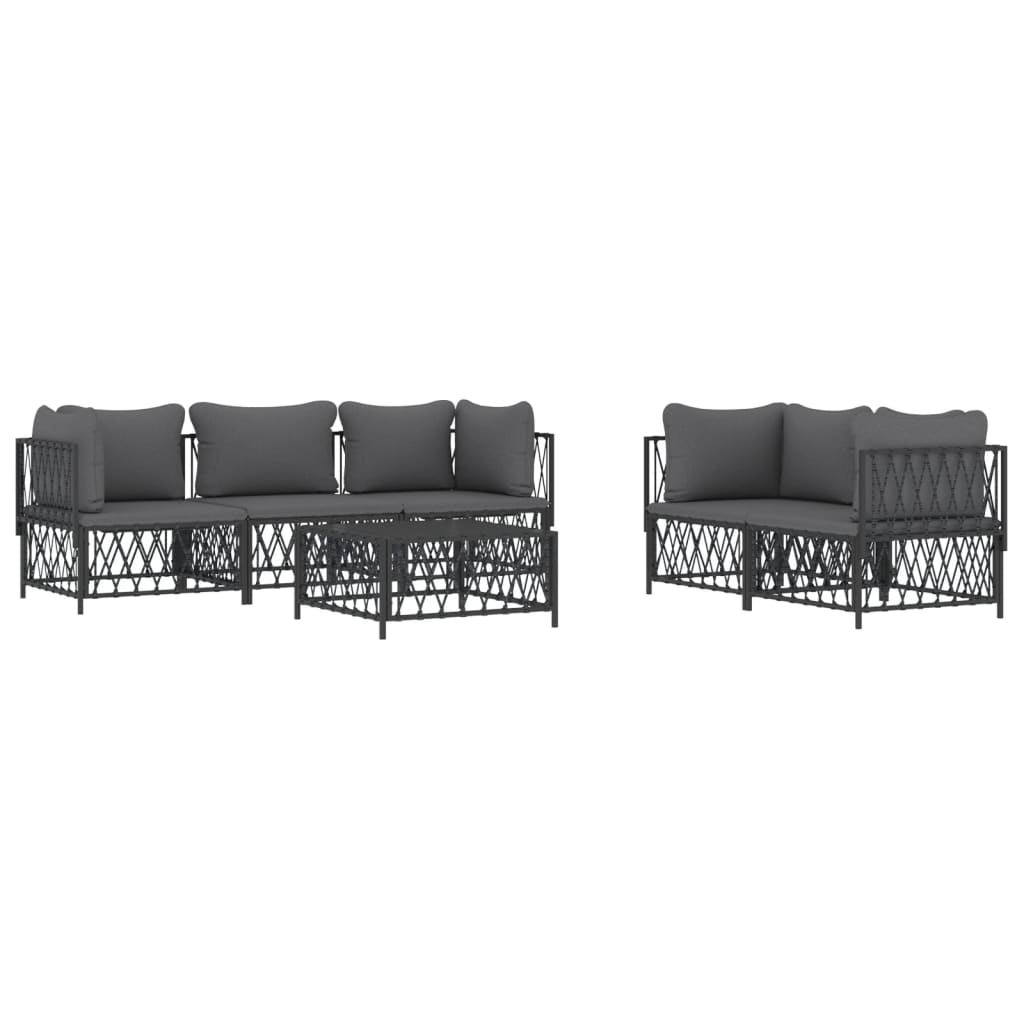 vidaXL 6 Piece Patio Lounge Set with Cushions Anthracite Steel-1