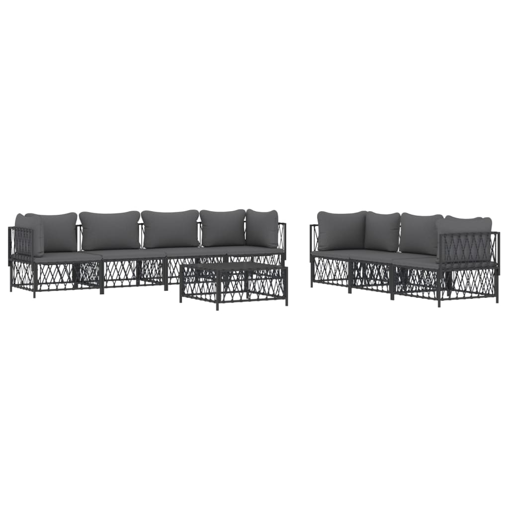 vidaXL 8 Piece Patio Lounge Set with Cushions Anthracite Steel-1