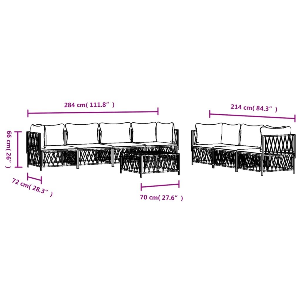 vidaXL 8 Piece Patio Lounge Set with Cushions Anthracite Steel-7