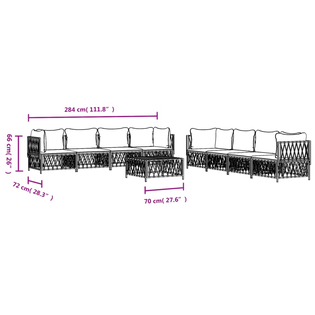 vidaXL 9 Piece Patio Lounge Set with Cushions White Steel-1