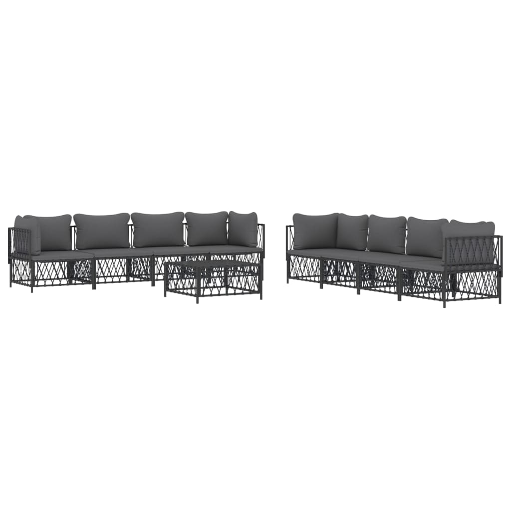 vidaXL 9 Piece Patio Lounge Set with Cushions Anthracite Steel-1