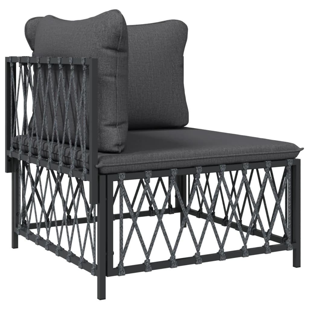 vidaXL 9 Piece Patio Lounge Set with Cushions Anthracite Steel-2