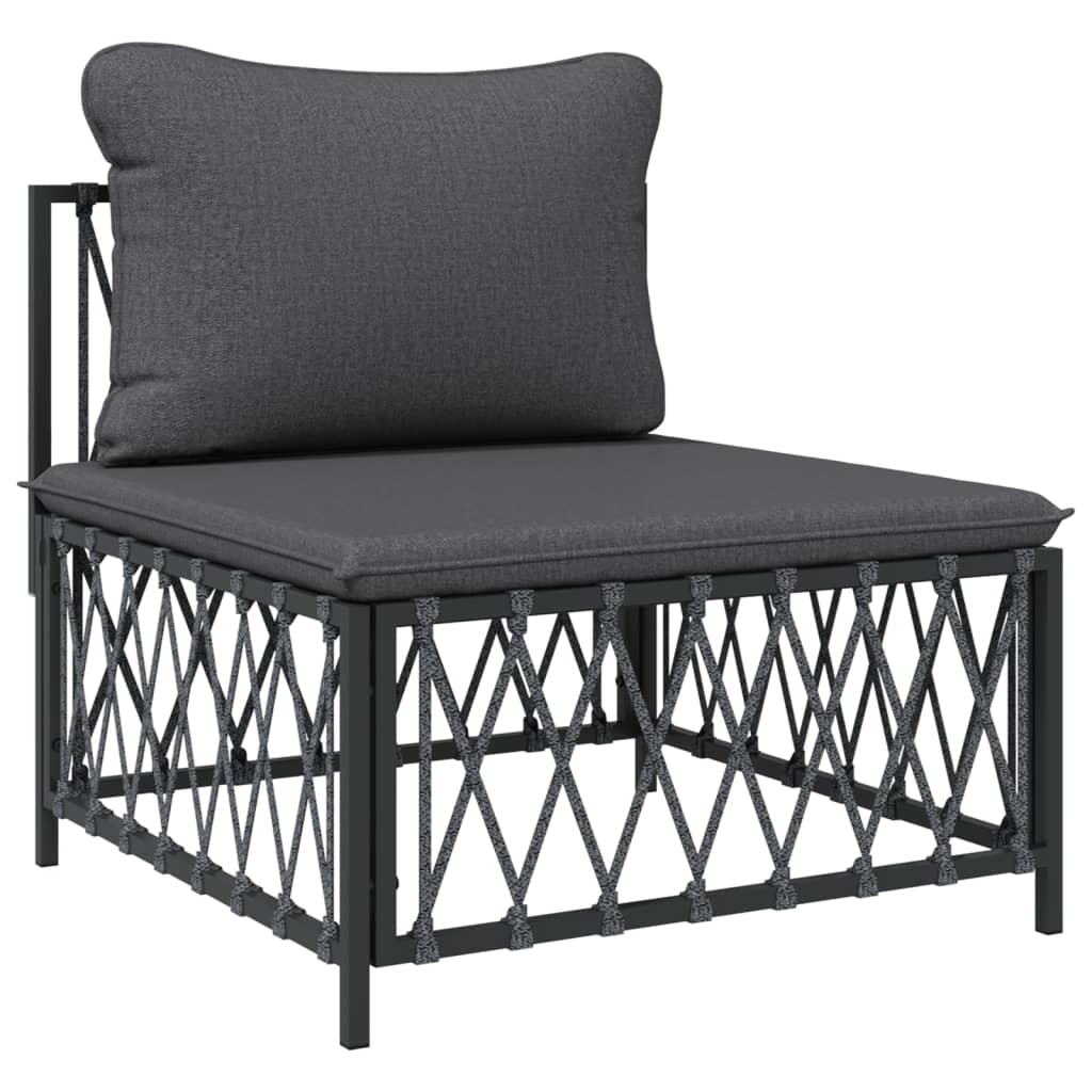 vidaXL 4 Piece Patio Lounge Set with Cushions Anthracite Steel-4