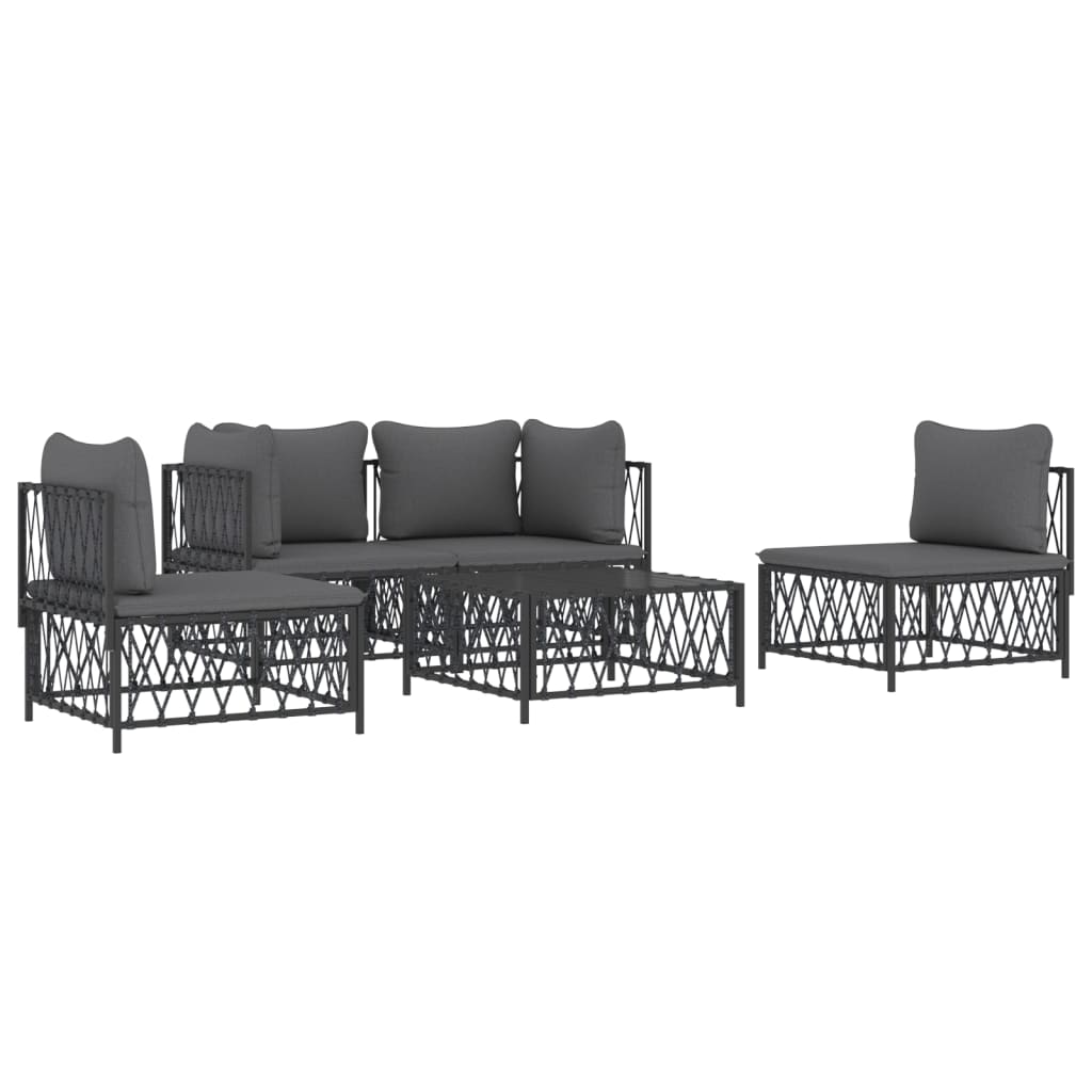 vidaXL 5 Piece Patio Lounge Set with Cushions Anthracite Steel-1