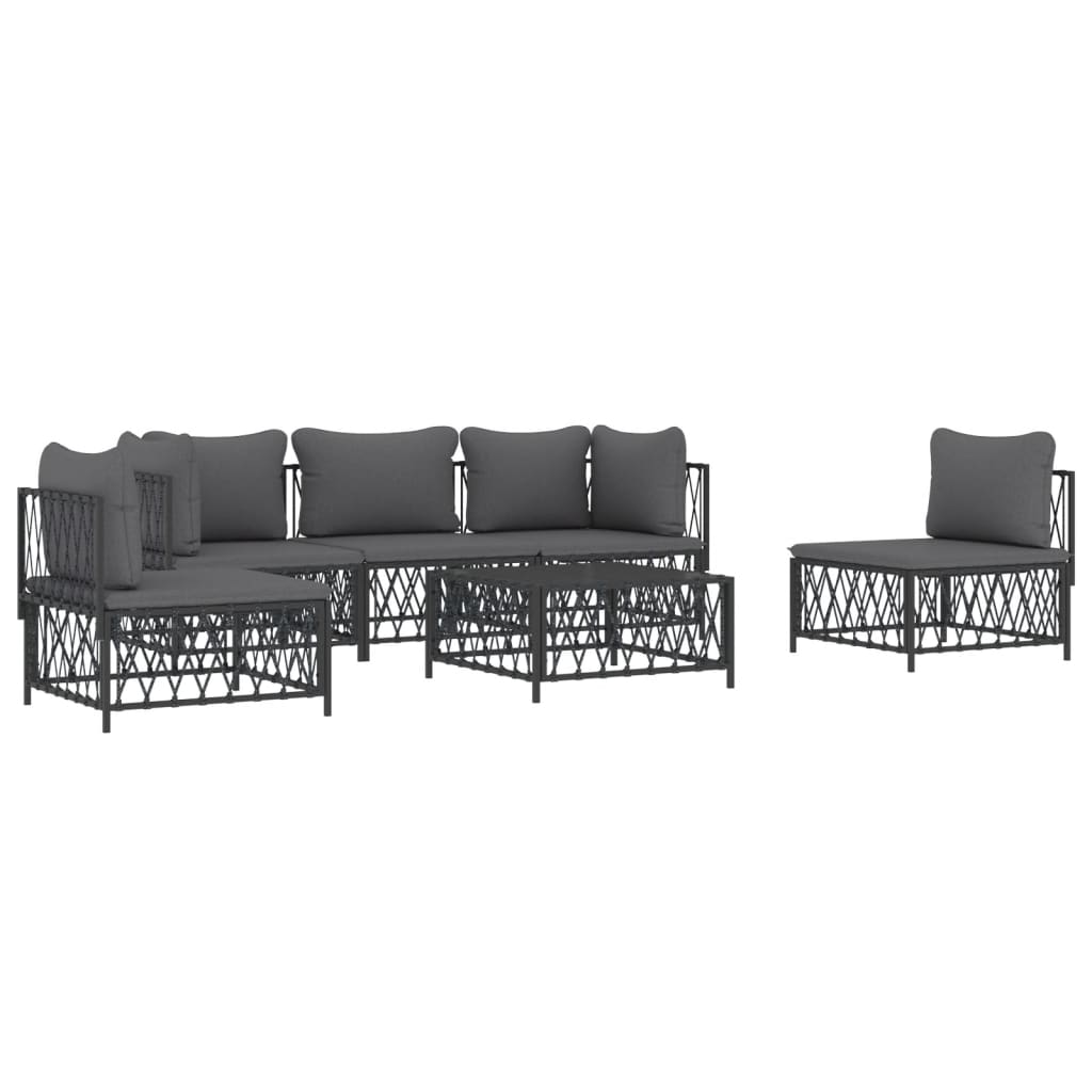 vidaXL 6 Piece Patio Lounge Set with Cushions Anthracite Steel-1