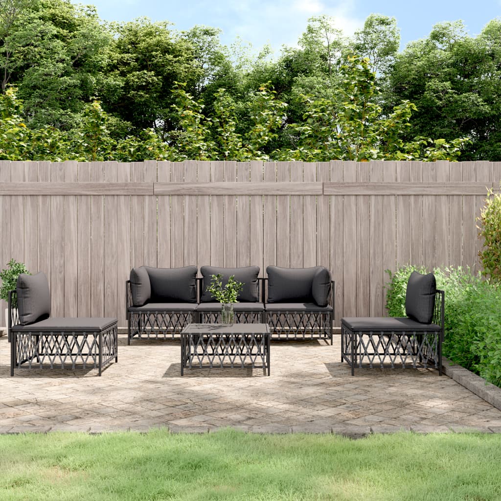 vidaXL 6 Piece Patio Lounge Set with Cushions Anthracite Steel-0