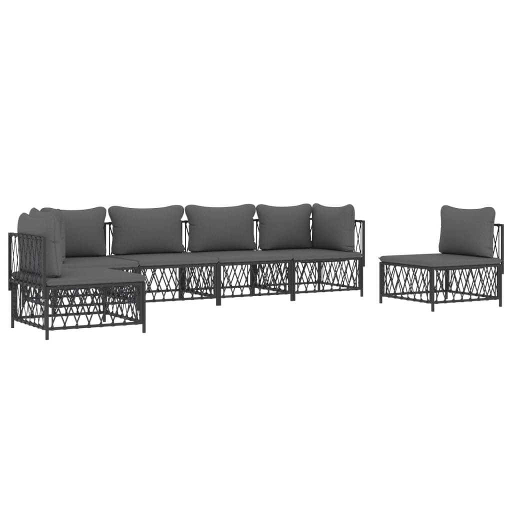 vidaXL 6 Piece Patio Lounge Set with Cushions Anthracite Steel-1