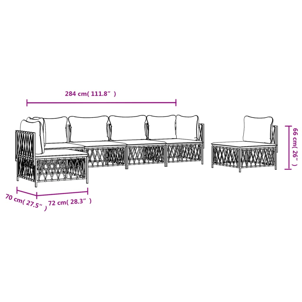 vidaXL 6 Piece Patio Lounge Set with Cushions Anthracite Steel-6