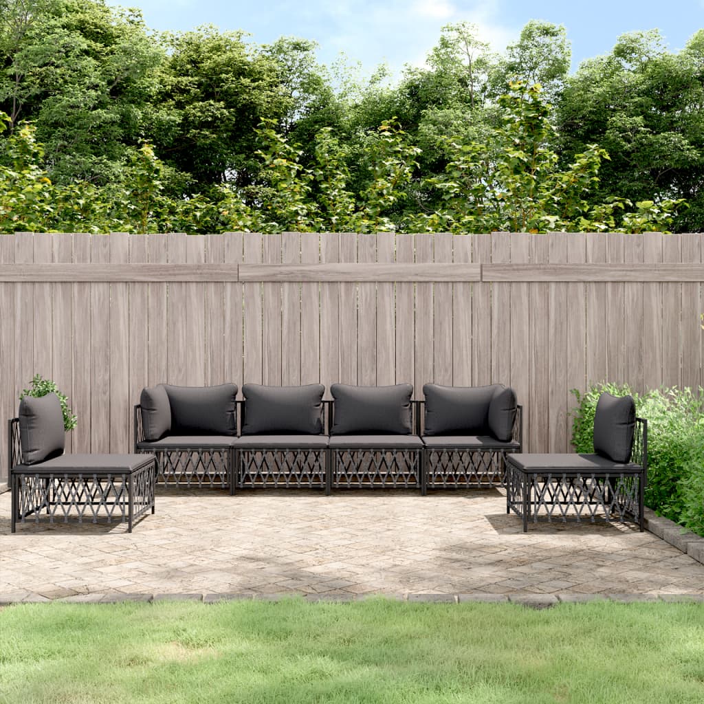 vidaXL 6 Piece Patio Lounge Set with Cushions Anthracite Steel-0