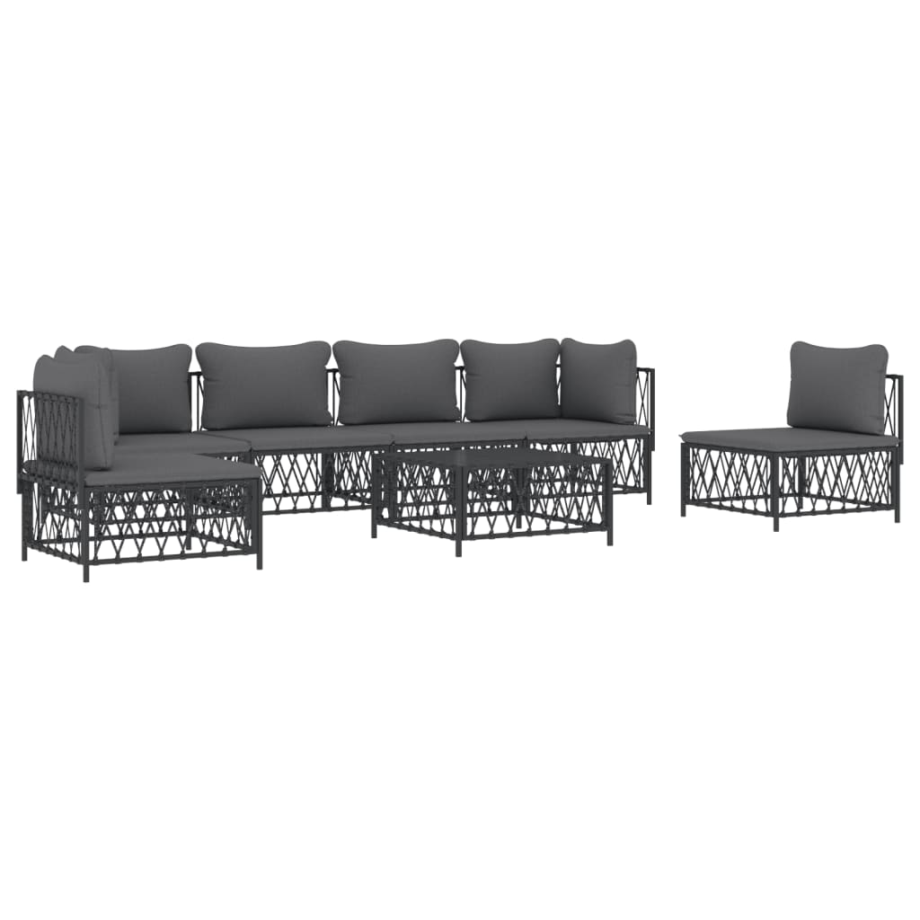 vidaXL 7 Piece Patio Lounge Set with Cushions Anthracite Steel-1