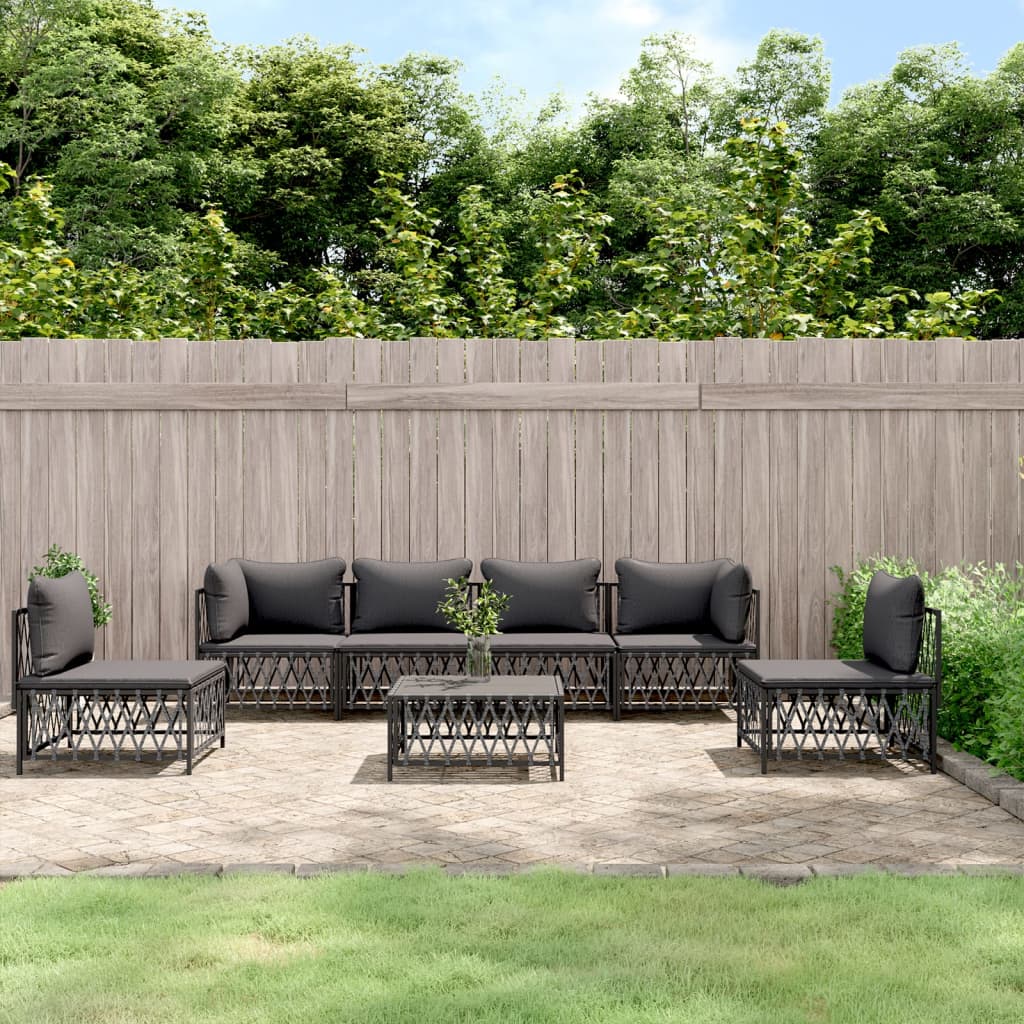 vidaXL 7 Piece Patio Lounge Set with Cushions Anthracite Steel-0