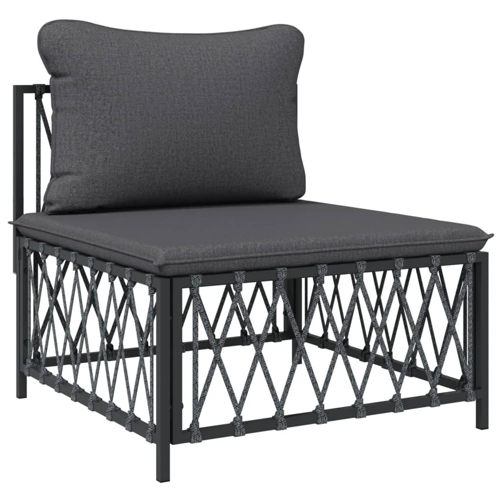 vidaXL 3 Piece Patio Lounge Set with Cushions Anthracite Steel-3