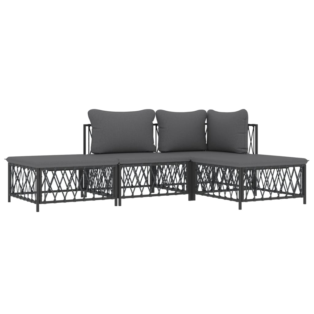 vidaXL 4 Piece Patio Lounge Set with Cushions Anthracite Steel-1