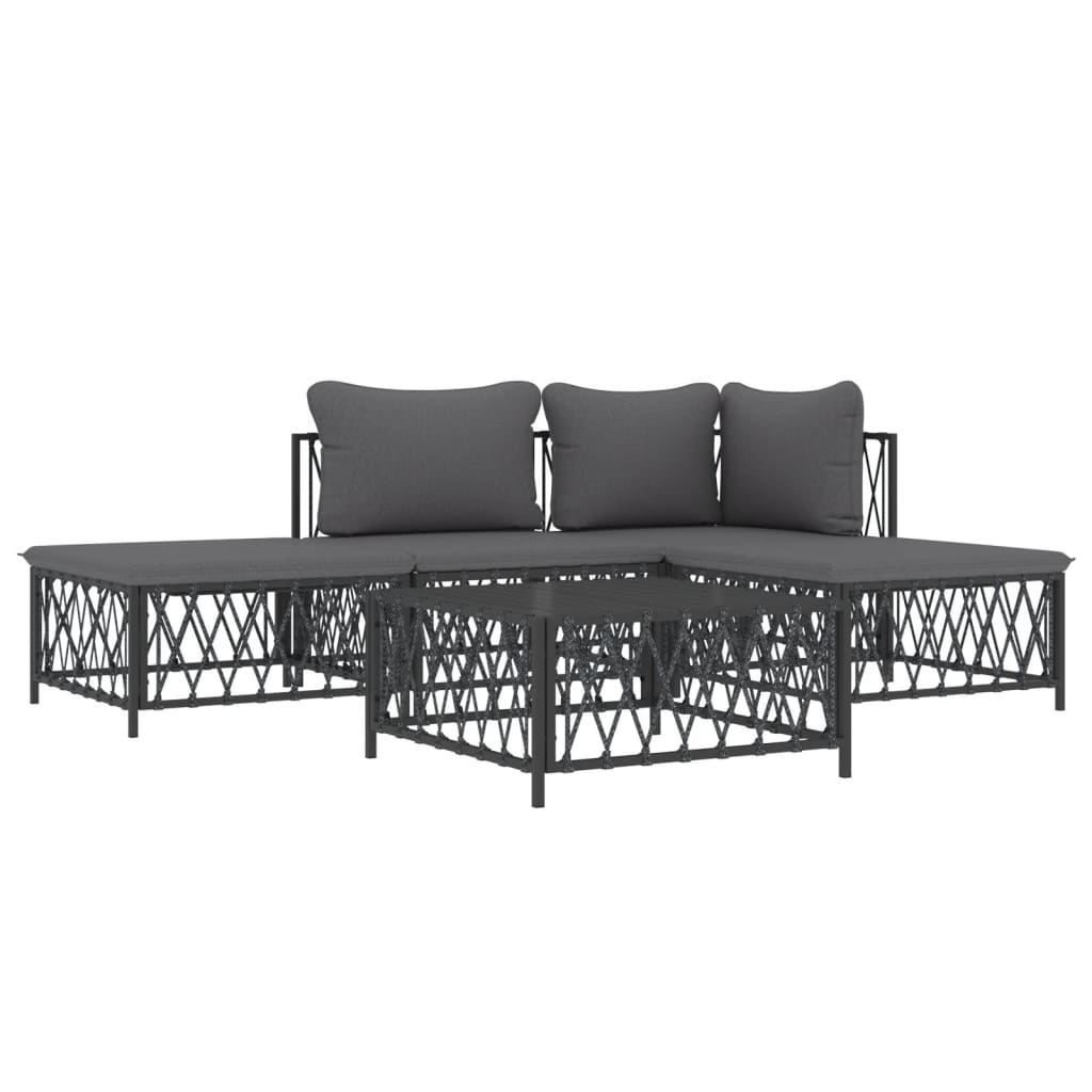 vidaXL 5 Piece Patio Lounge Set with Cushions Anthracite Steel-1