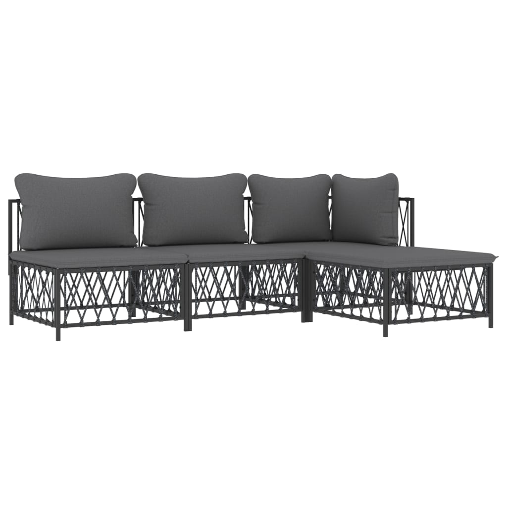 vidaXL 4 Piece Patio Lounge Set with Cushions Anthracite Steel-1