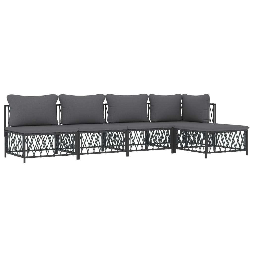 vidaXL 5 Piece Patio Lounge Set with Cushions Anthracite Steel-1