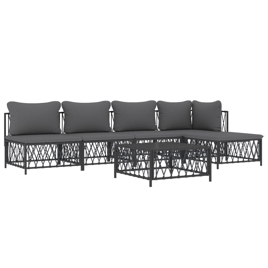 vidaXL 6 Piece Patio Lounge Set with Cushions Anthracite Steel-1