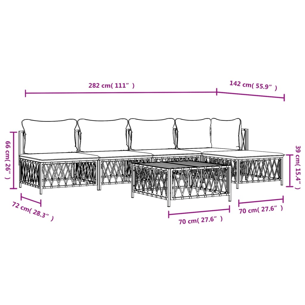 vidaXL 6 Piece Patio Lounge Set with Cushions Anthracite Steel-7