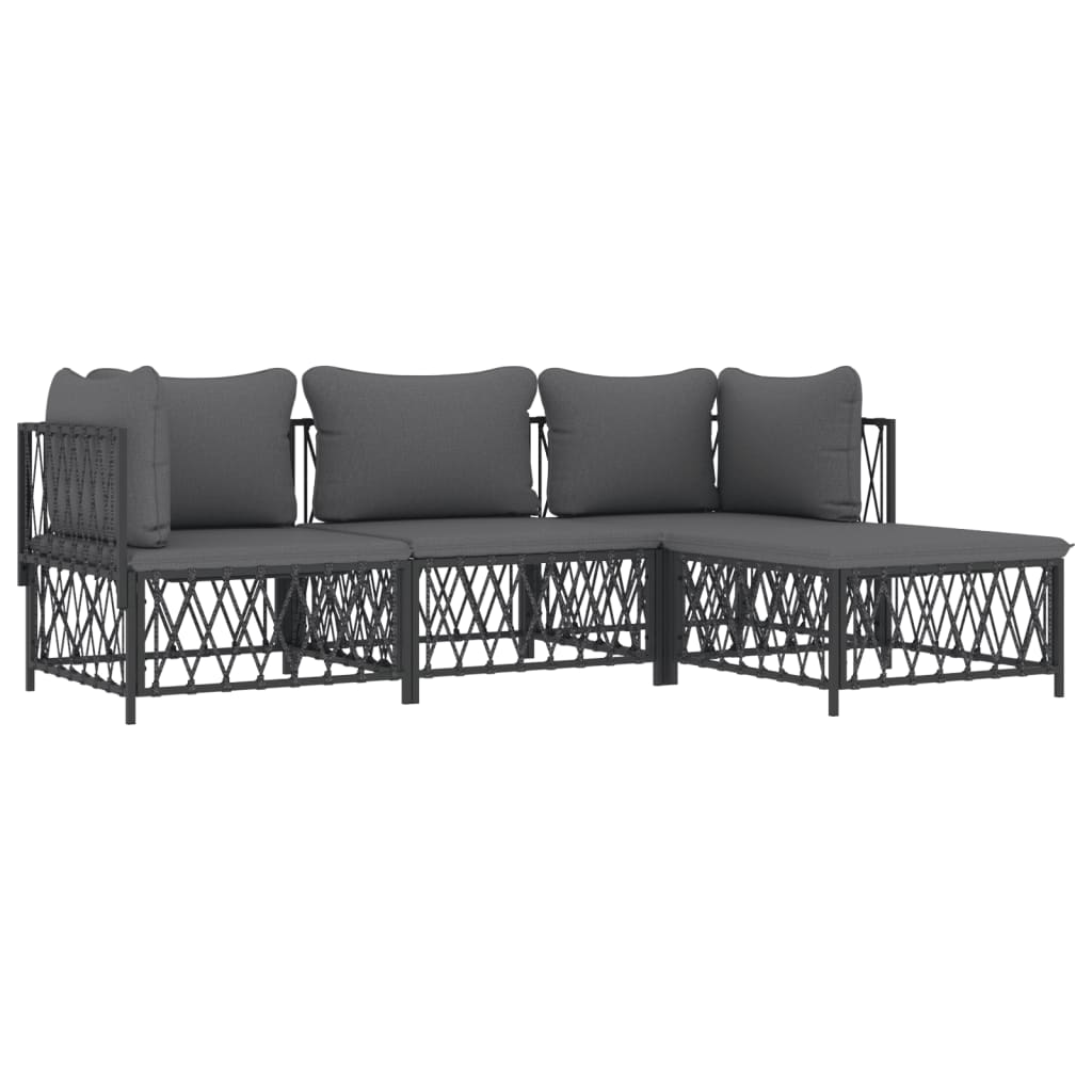 vidaXL 4 Piece Patio Lounge Set with Cushions Anthracite Steel-1