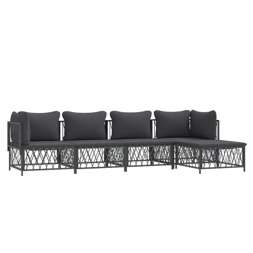 vidaXL 5 Piece Patio Lounge Set with Cushions Anthracite Steel-1